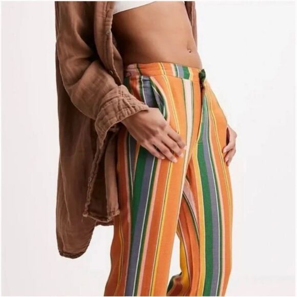 FREE PEOPLE La Paz Slim Striped Crop Pants Size 2 - Picture 4 of 12